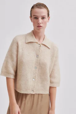 Andrea Knit Collar Cardigan Kvinde Strik Og Cardigans