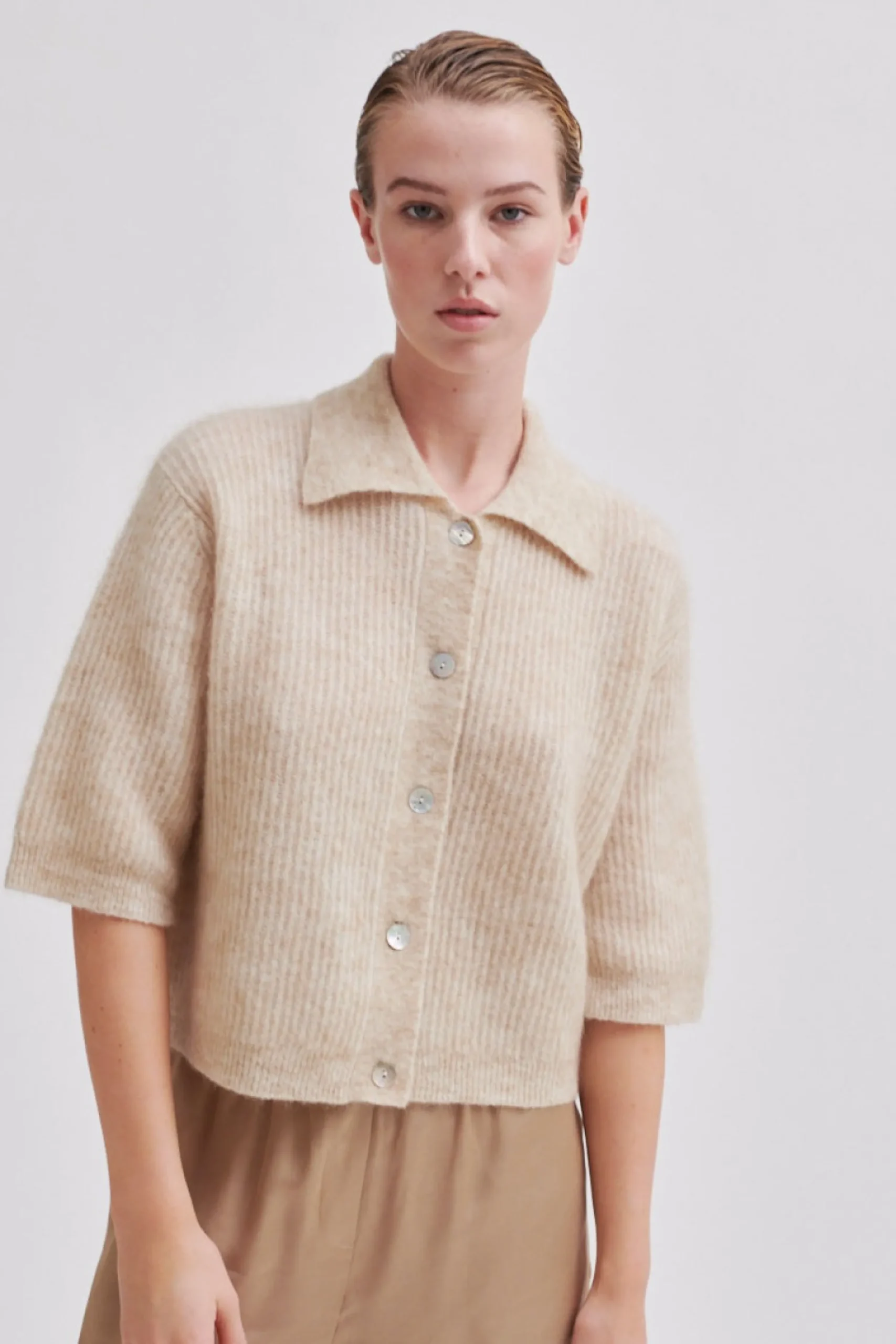 Andrea Knit Collar Cardigan Kvinde Strik Og Cardigans