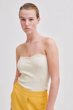 Hot Como Knit Strapless Top Kvinde Toppe Og T-Shirts