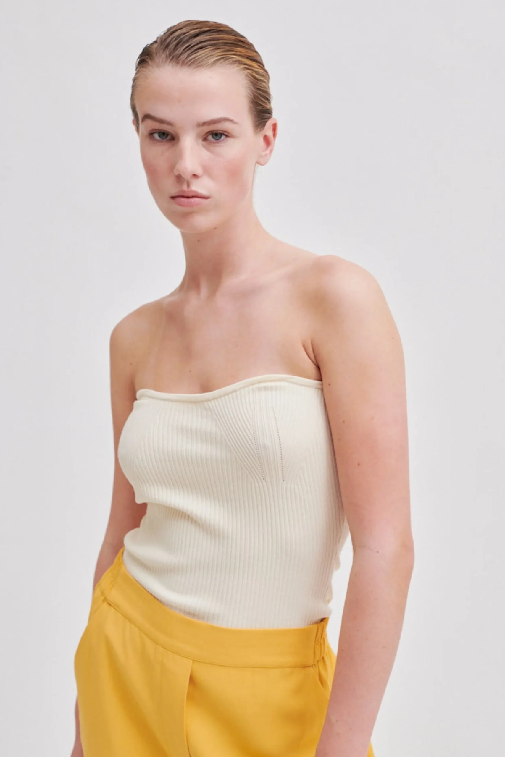 Hot Como Knit Strapless Top Kvinde Toppe Og T-Shirts