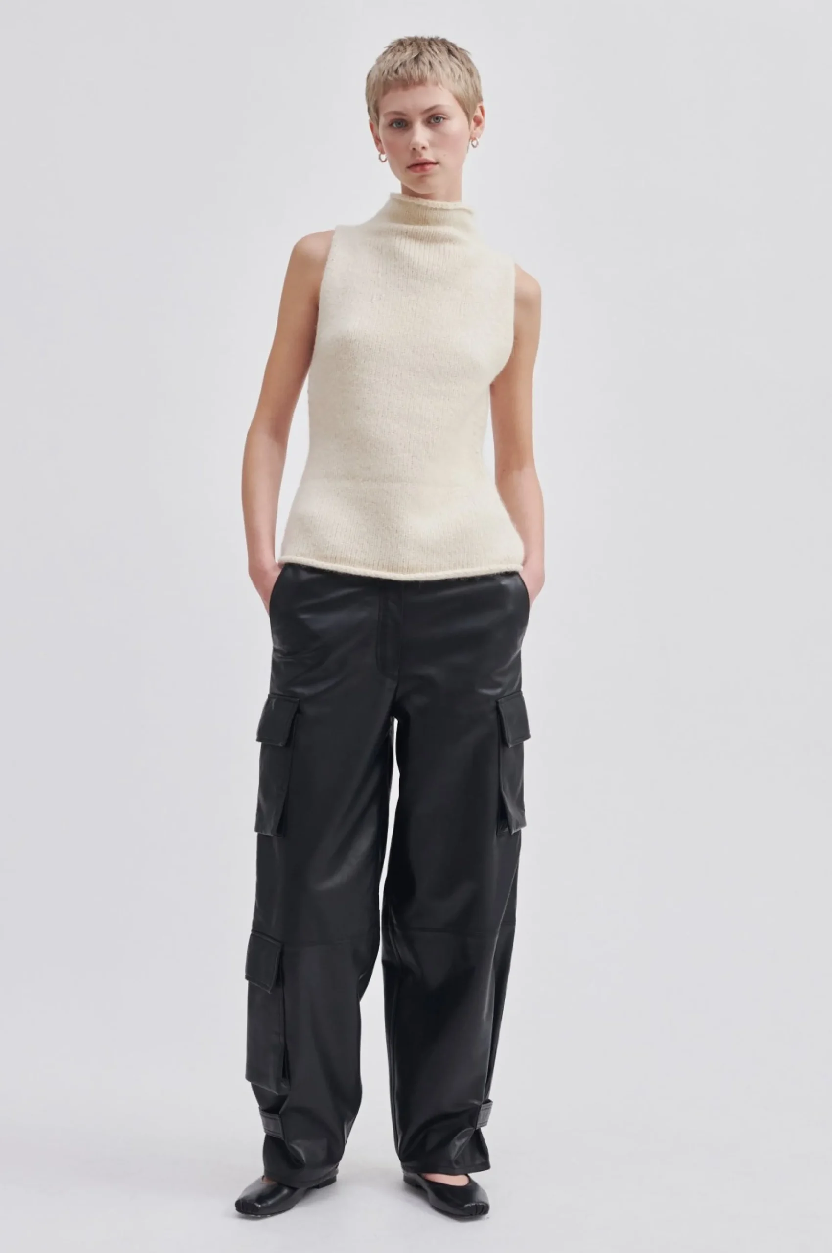 Letho Leather Cargo Trousers Kvinde Bukser Og Jeans