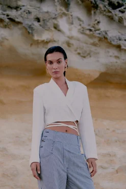 Online Lino Cropped Blazer Kvinde Blazere