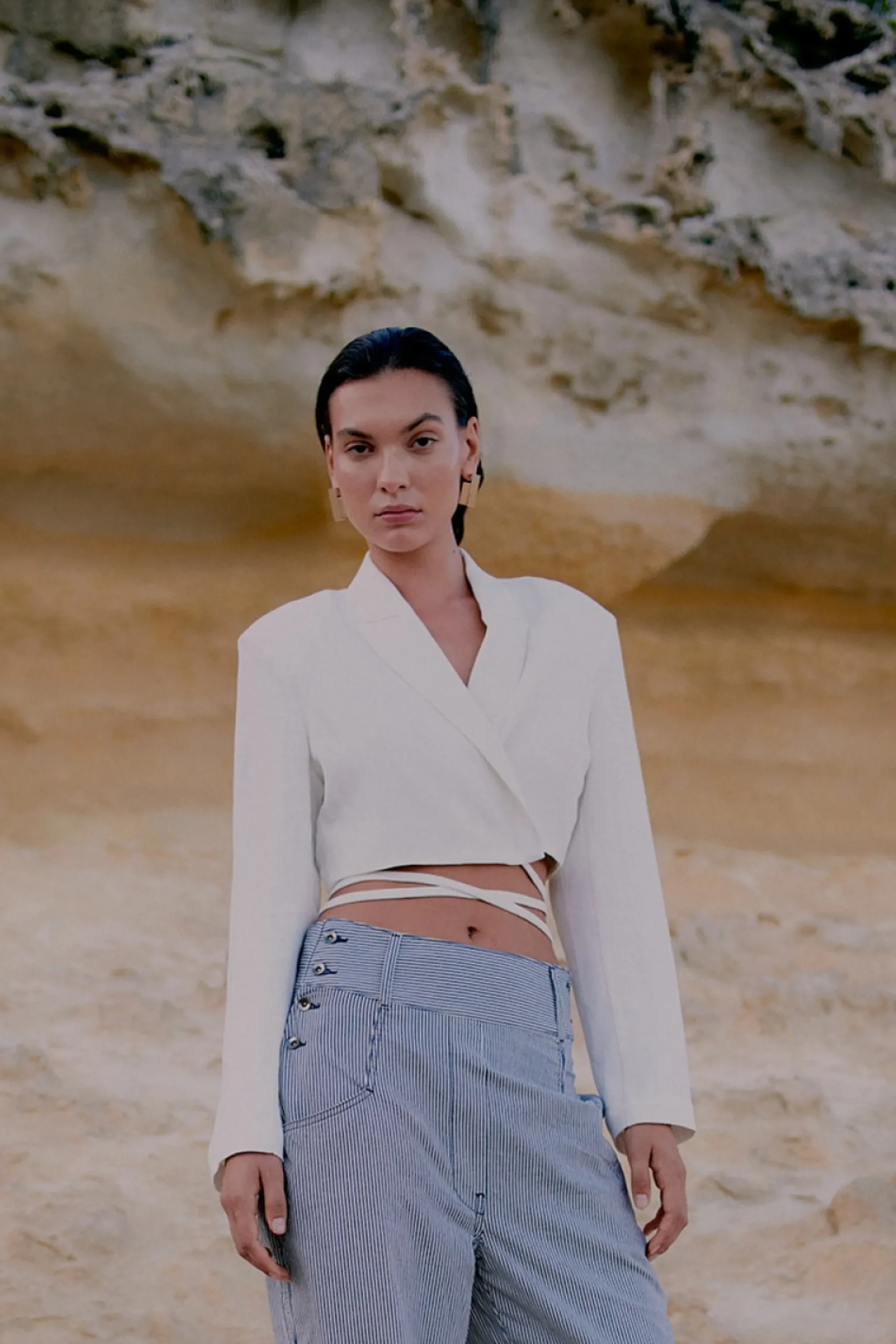 Online Lino Cropped Blazer Kvinde Blazere
