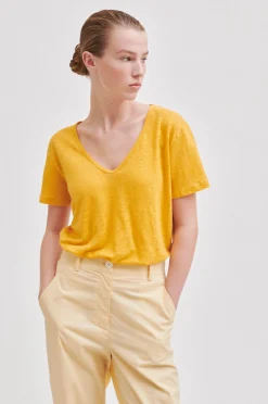 Best Peony Ss V-Neck Tee Kvinde Toppe Og T-Shirts